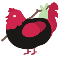 Knives Out, a sable and crimson chicken with a head pattern