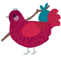Grapefruit, a maroon and crimson chicken with a double-lace pattern