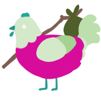 DINNER, a fuchsia and gluppy chicken with a head pattern