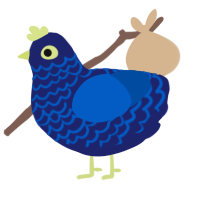 Blue, a navy and ultramarine chicken with a lace pattern
