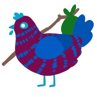 (unnamed), a wine and ultramarine chicken with a bar pattern