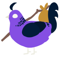 creechur, a blurple and tumblr chicken with a neck-band pattern