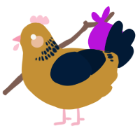 Professor, a gold and tumblr chicken with a neck-band pattern
