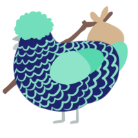 A navy and mint chicken with a lace pattern