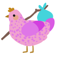(unnamed), a pink and orchid chicken with a speckle pattern
