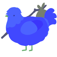 Earthworm, a blurple chicken with a head pattern