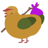 Yang, a gold and olive chicken