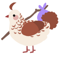 Milkweed, a cream and russet chicken with a half-lace pattern