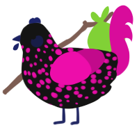 Blacklight, a black and fuchsia chicken with a speckle pattern