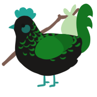 sinbird, a sable and leaf chicken with a half-lace pattern