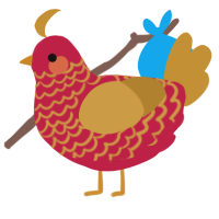 New Year, a crimson and gold chicken with a lace pattern