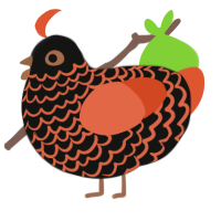(unnamed), a black and vermilion chicken with a lace pattern