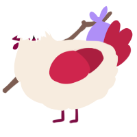 Razzbury, a cream and crimson chicken