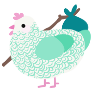 Minnit, a white and mint chicken with a double-lace pattern
