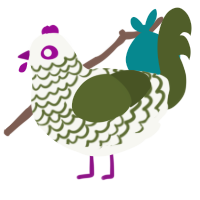 Olivia, a white and olive chicken with a lace pattern