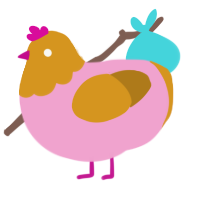 (unnamed), a pink and ochre chicken with a head pattern