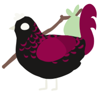A Bit Evil, a sable and maroon chicken with a half-lace pattern