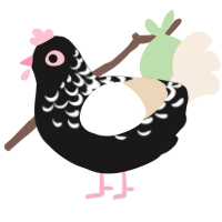 Magpie, a sable and cream chicken with a half-lace pattern