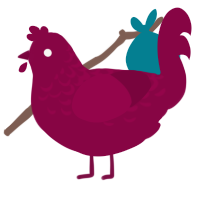 Liver, a maroon chicken with a half-lace pattern