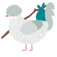 Surfer, a white and silver chicken with a double-lace pattern