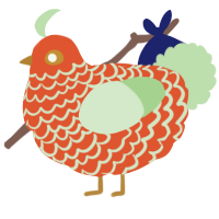 Hot Date, a vermilion and gluppy chicken with a lace pattern