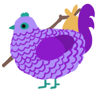 Wayne, a lilac and violet chicken with a lace pattern