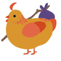 A orange and vermilion chicken with a neck-speckle pattern