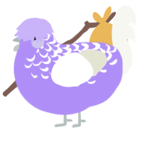 Hazy, a lilac and white chicken with a half-lace pattern