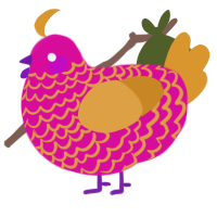 Yello, a fuchsia and orange chicken with a lace pattern