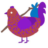 Lingonberry, a red and violet chicken with a speckle pattern