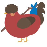 (unnamed), a red and bark chicken