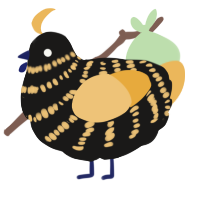 Barry, a sable and honey chicken with a bar pattern