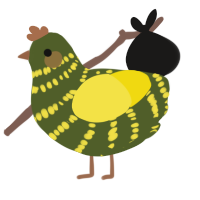 Watermolen, a olive and yellow chicken with a bar pattern