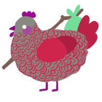 Pteronophobia, a ash and crimson chicken with a double-lace pattern