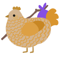 Blondie, a beige and orange chicken with a lace pattern