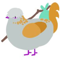 cereal, a silver and orange chicken with a neck-speckle pattern