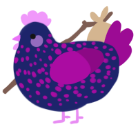 (unnamed), a navy and plum chicken with a speckle pattern