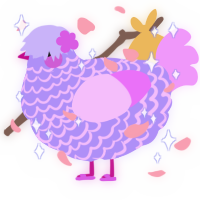 Kpop, a lilac and lavender chicken with a lace pattern