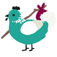 Tulpar, a turquoise and white chicken with a neck-speckle pattern