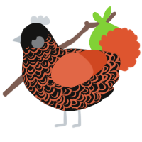 (unnamed), a black and vermilion chicken with a double-lace pattern