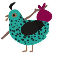 Springle, a turquoise and sable chicken with a speckle pattern