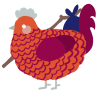 Triple Quazar, a vermilion and maroon chicken with a lace pattern
