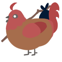 TyrannosaurusRex, a brown and red chicken with a head pattern