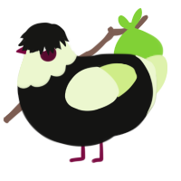 emo frankenstein, a black and apple chicken with a head pattern