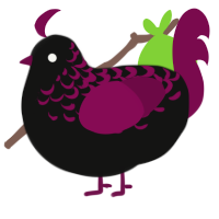 Virgil, a black and wine chicken with a half-lace pattern