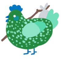 (unnamed), a viridian and mint chicken with a speckle pattern