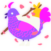 MEMZ, a lilac and orchid chicken with a lace pattern