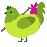 Olive, a lime and chartreuse chicken with a head pattern