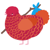 (unnamed), a crimson and vermilion chicken with a lace pattern