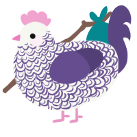 Meatball, a white and overcast chicken with a double-lace pattern